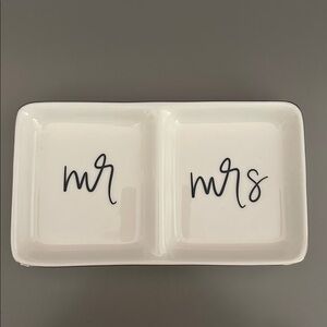 White Mr and Mrs Ceramic Dish